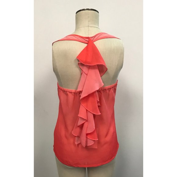 NWT Tulle Cascade Ruffle Back Sheer Sleeveless Top - Picture 2 of 3